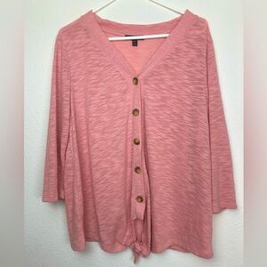 Lane Bryant pink button down and tie front top NWOT 14/16